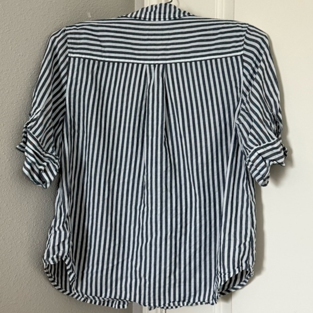 J.Crew Blue White Vertical Stripe Cotton Button Down Shirt XS Nautical Preppy - Picture 11 of 11